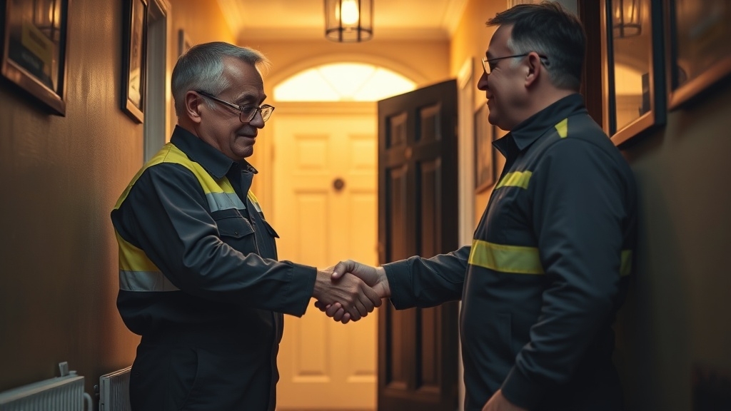 Engineer shaking hands with a Anerley homeowner after locating their leak